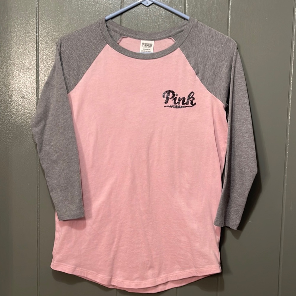 Victoria’s Secret PINK 3/4 sleeve baseball tee, size small